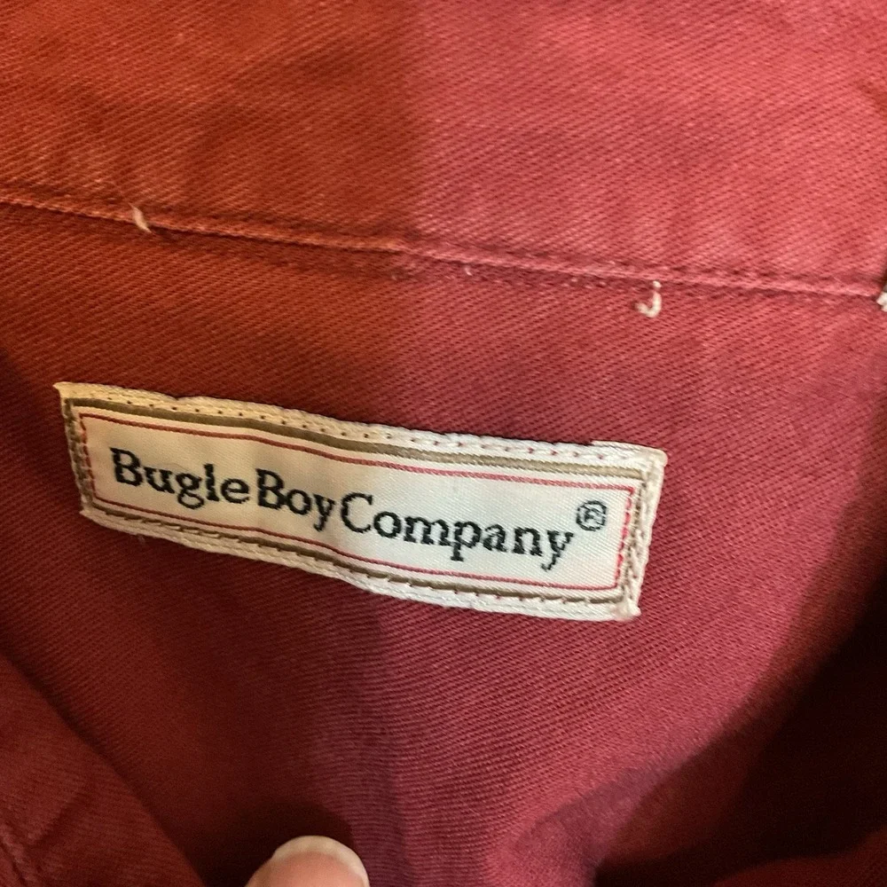 Men's bugle boy Co‎ Maroon long sleeve button up shirt size X-LARGE